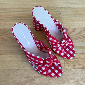 NEW Loeffler Randall Coco Knotted Gingham Mules size 7